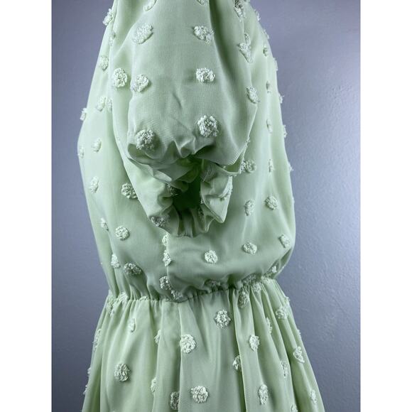 Baltic Born Sz S Mint Green Puffed Slv Btn Front Elastic Waist Mila Swiss Dot - Picture 8 of 12